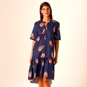 Tucker NYC Laura Drop Waist Floral Dress Cotton Poplin Midi Mini